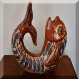 P01. Mexican pottery fish signed Jose Fuentes. 12”h x 12”w - $38 
